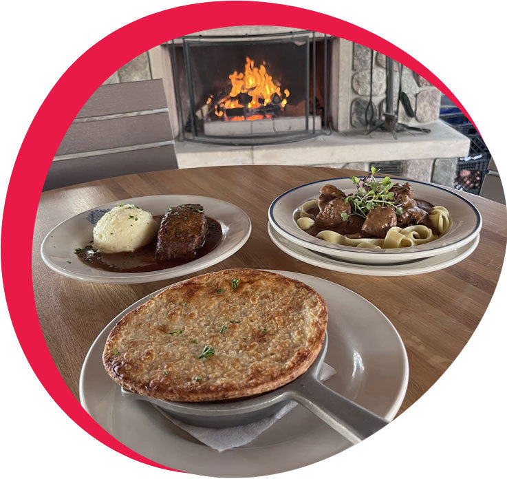 pot pie, meatloaf and beef stroganoff from Pier 290's fireside menu